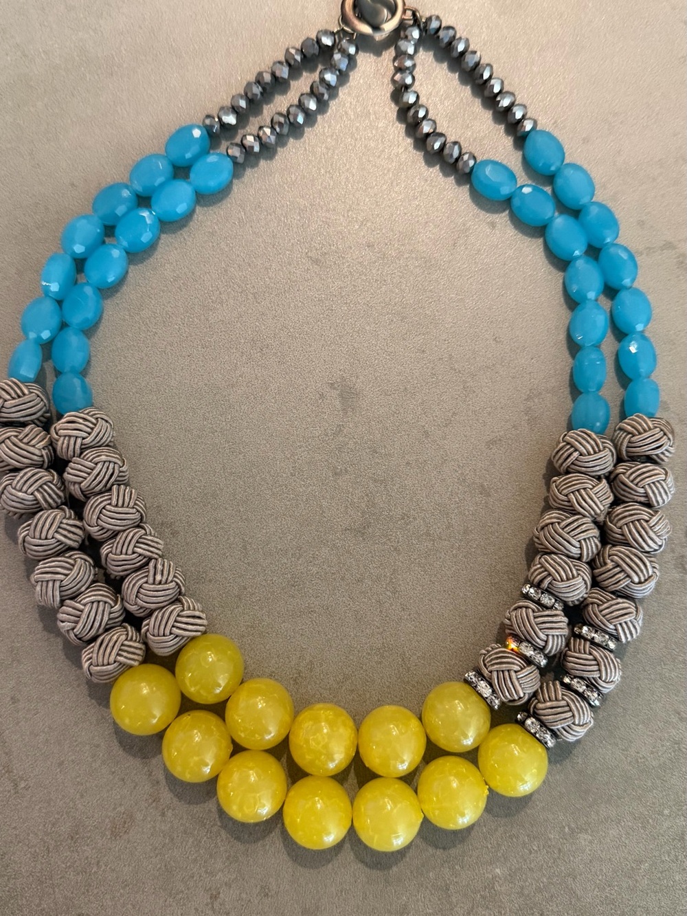 Anthropologie Yellow and Turquoise Multi-Strand Statement Necklace